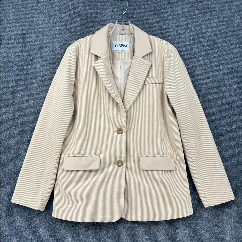 Yexpine Beige Corduroy Blazer Women’s Medium Casual Officewear Classic